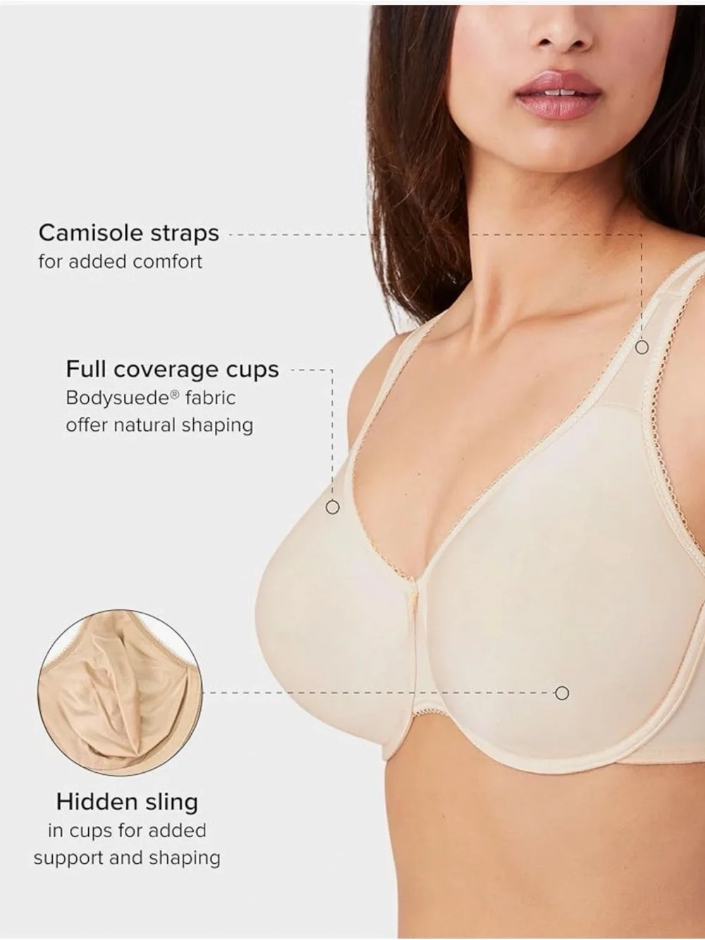 Wacoal Full Figure Basic Beauty Underwire Bra support shape wear 44DDD cobalt - Picture 3 of 8